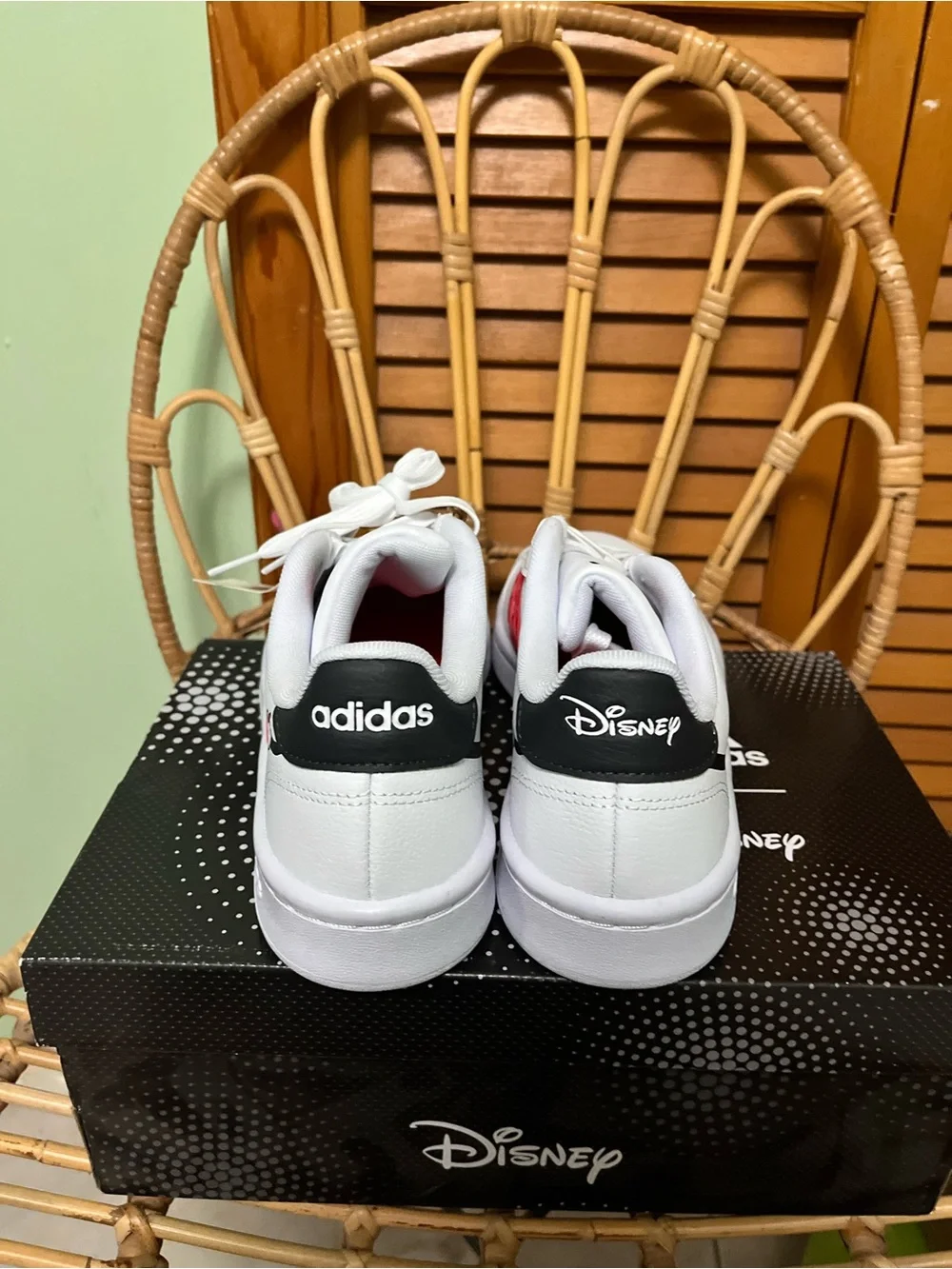 Adidas Disney White Sneakers with Red Polka Dot Stripes - Picture 4 of 7